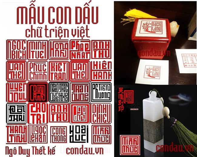 Mẫu thiết kế font con dấu gỗ, dấu đá theo yêu cầu, chữ Việt chữ hán 