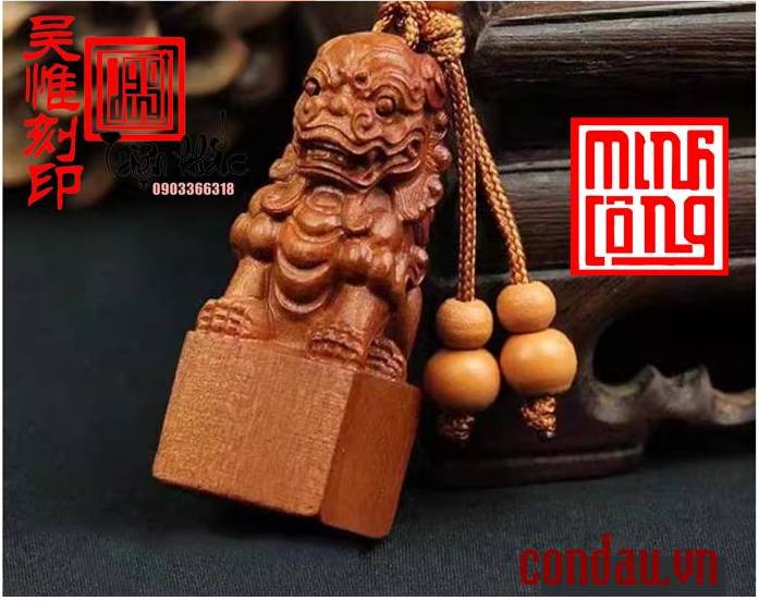 Con dấu gỗ sư tử 3cmx3cm