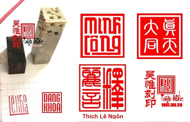 Gía khắc con dấu tên tùy vào chất lượng và mẫu đá hay nhựa.